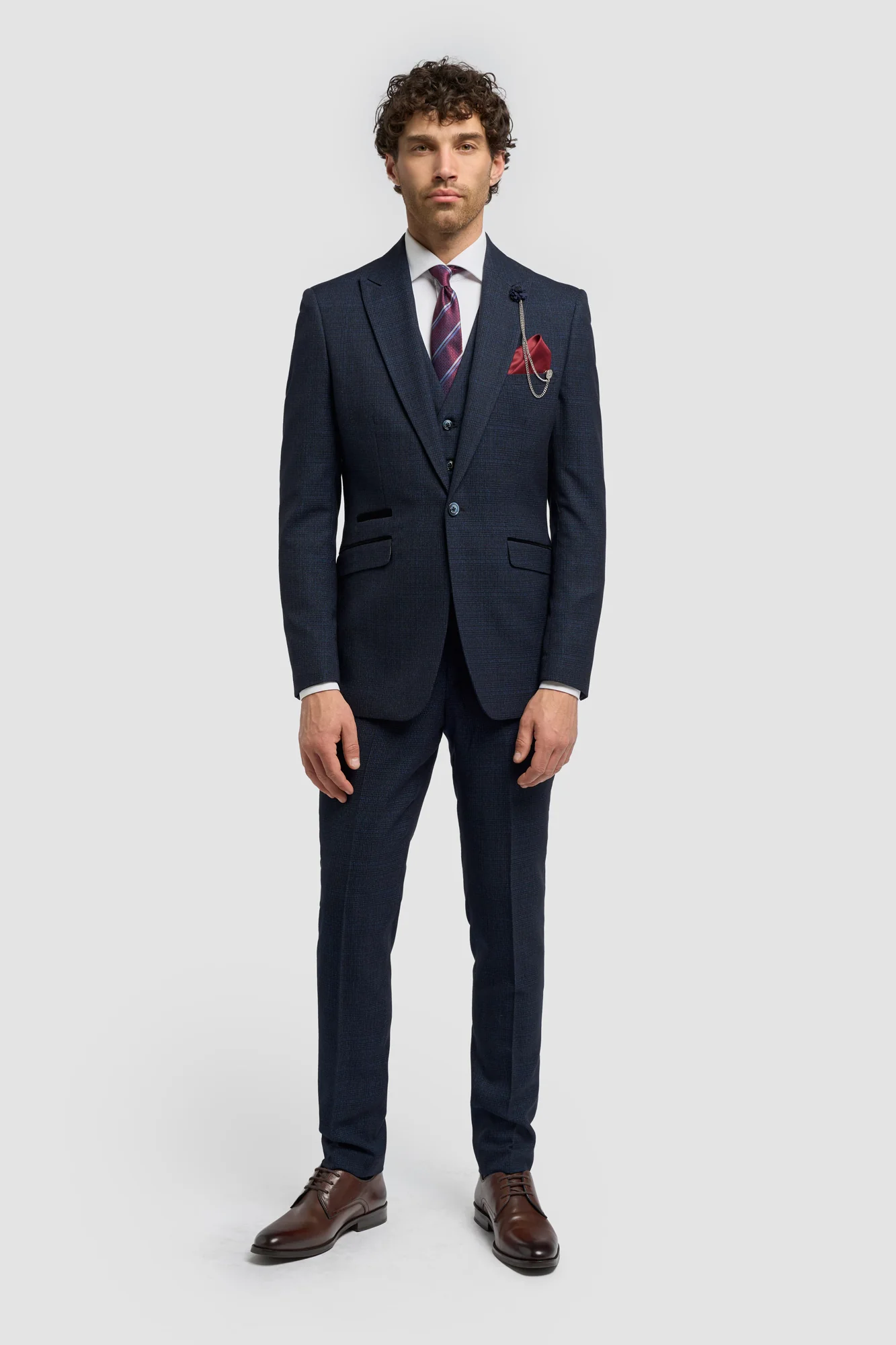 Cavani Caridi Navy Three Piece Suit 1 Cavani Caridi Navy Three Piece Suit
